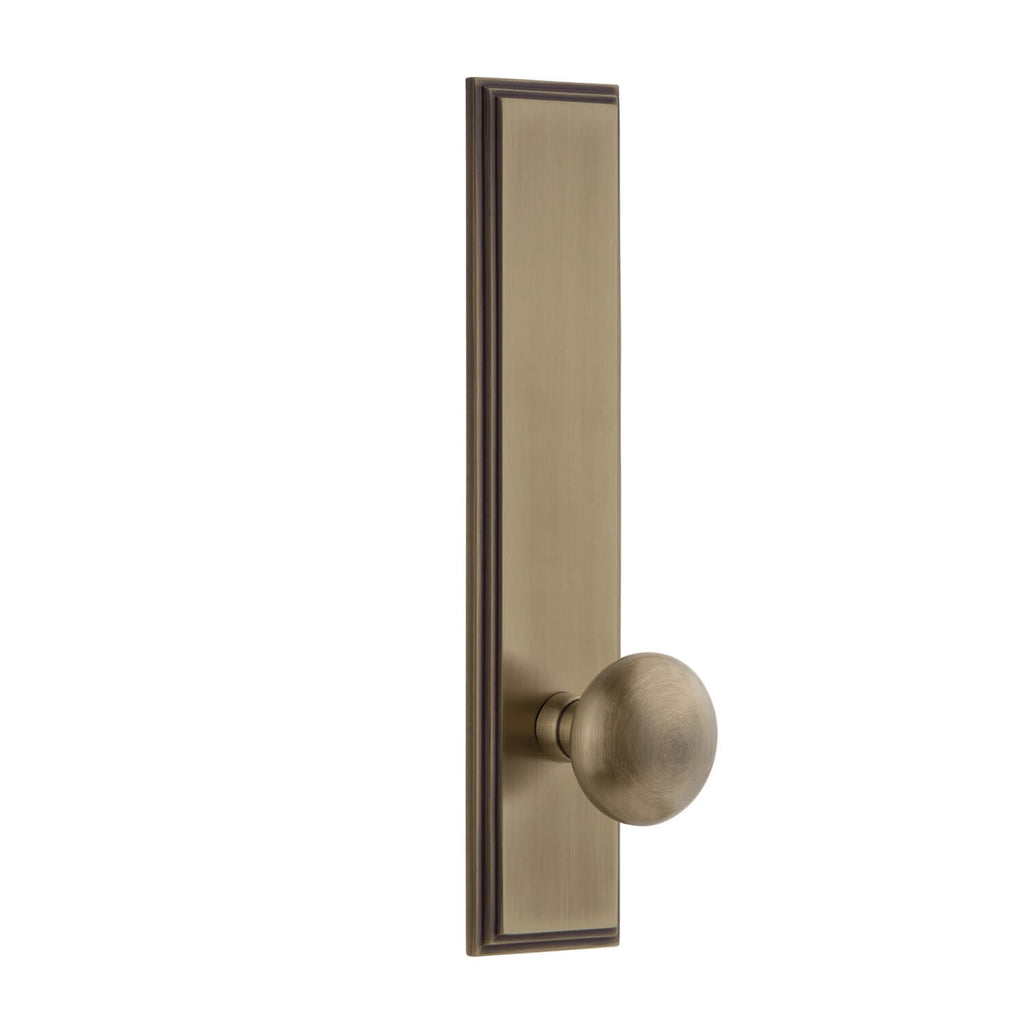 Carré Tall Plate with Fifth Avenue Knob in Vintage Brass