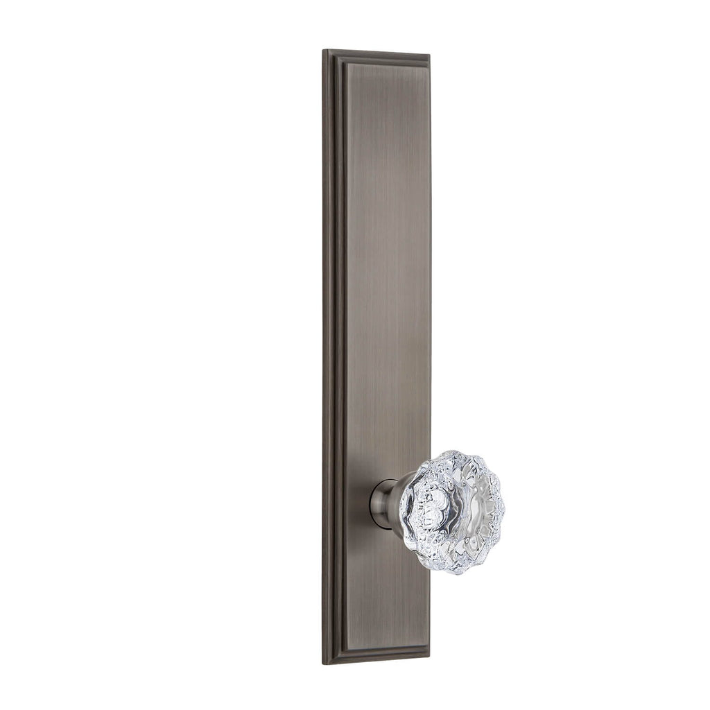 Carré Tall Plate with Fontainebleau Crystal Knob in Antique Pewter