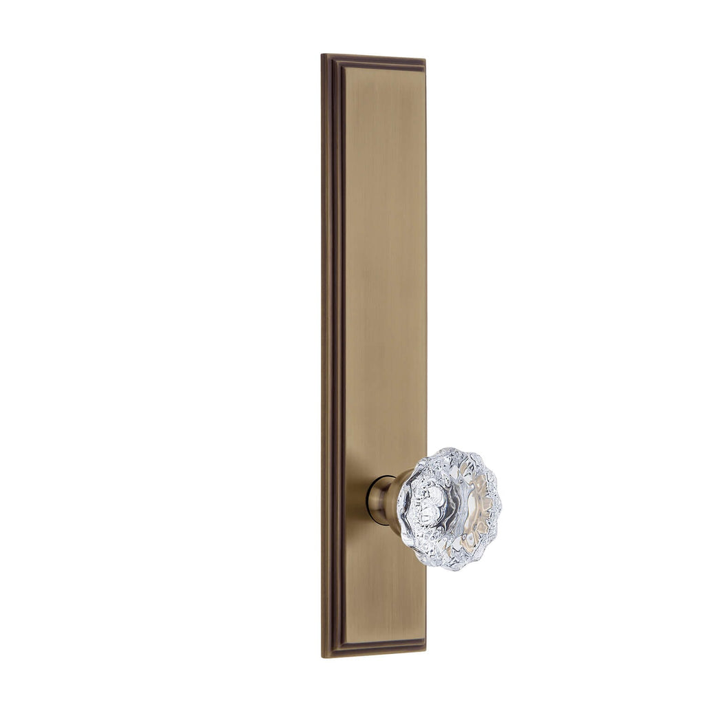 Carré Tall Plate with Fontainebleau Crystal Knob in Vintage Brass