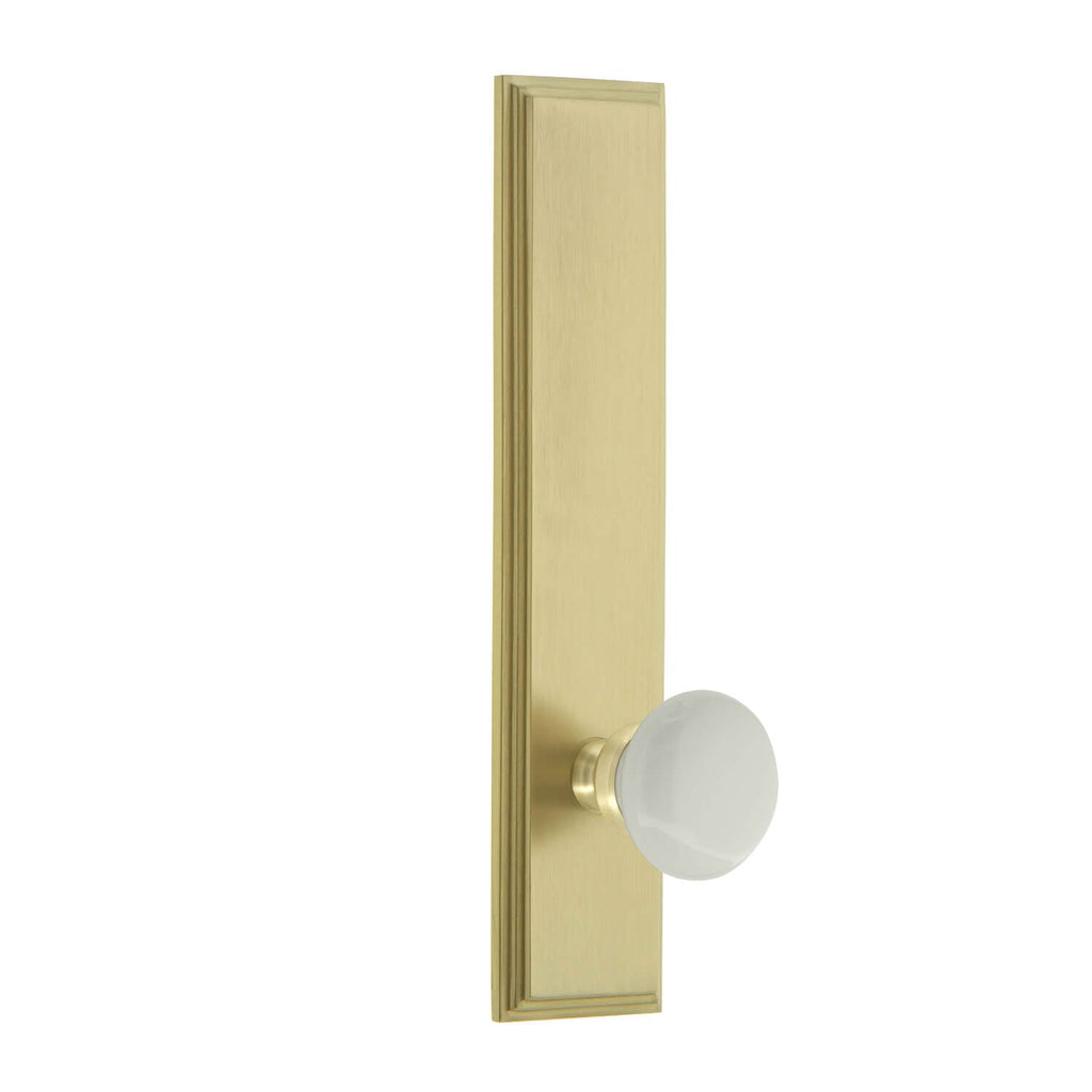 Carré Tall Plate with Hyde Park Knob in Satin Brass