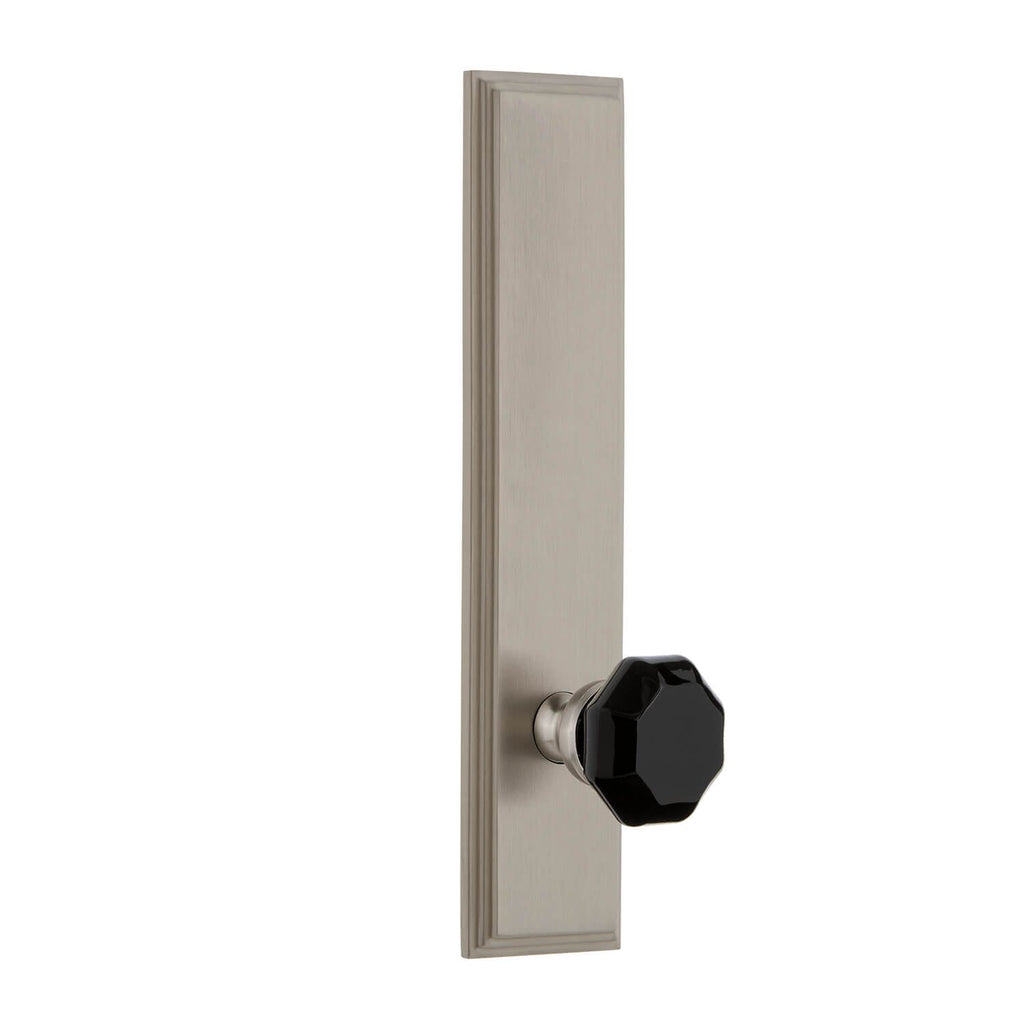 Carré Tall Plate with Lyon Knob in Satin Nickel