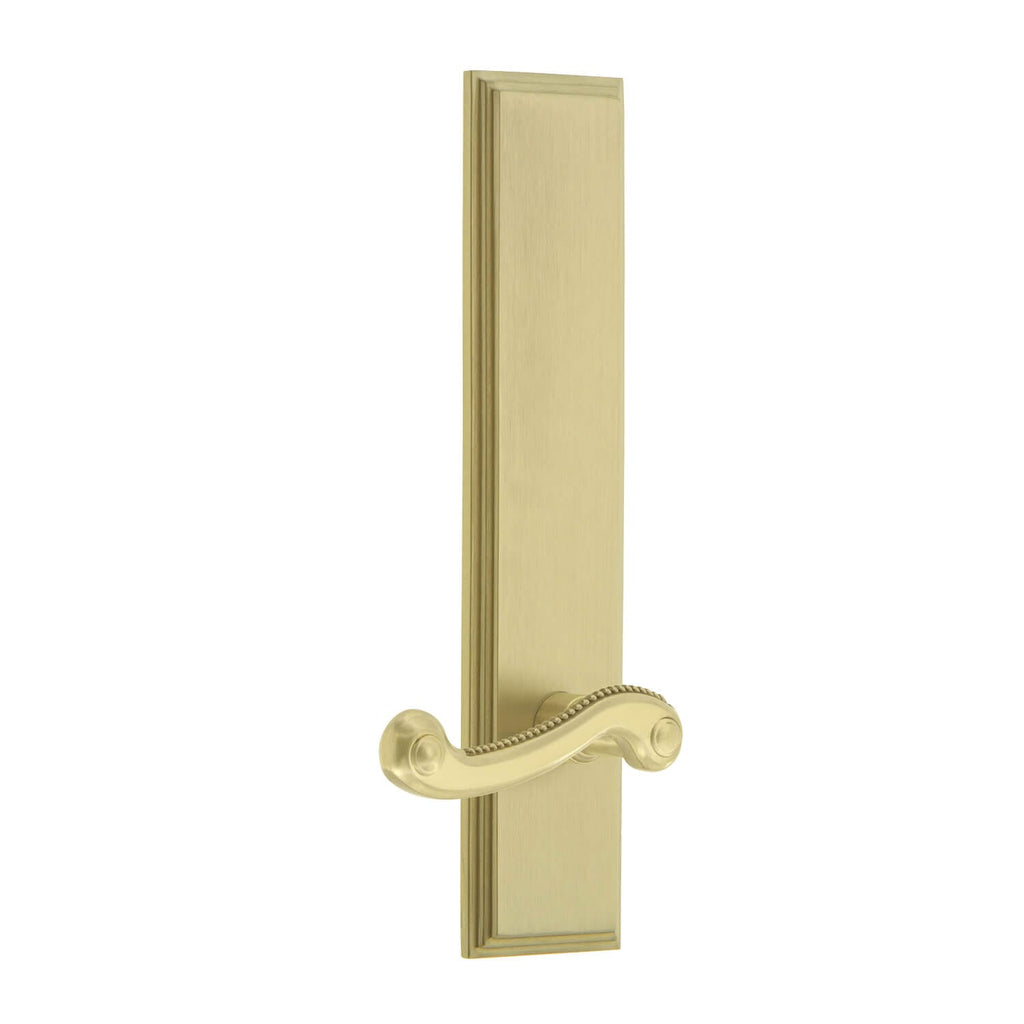 Carré Tall Plate with Newport Lever in Satin Brass