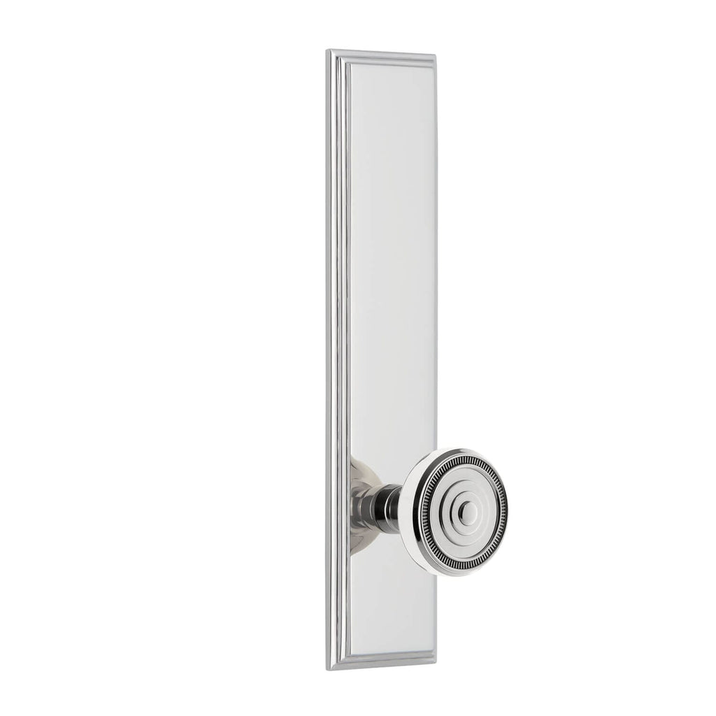 Carré Tall Plate with Soleil Knob in Bright Chrome