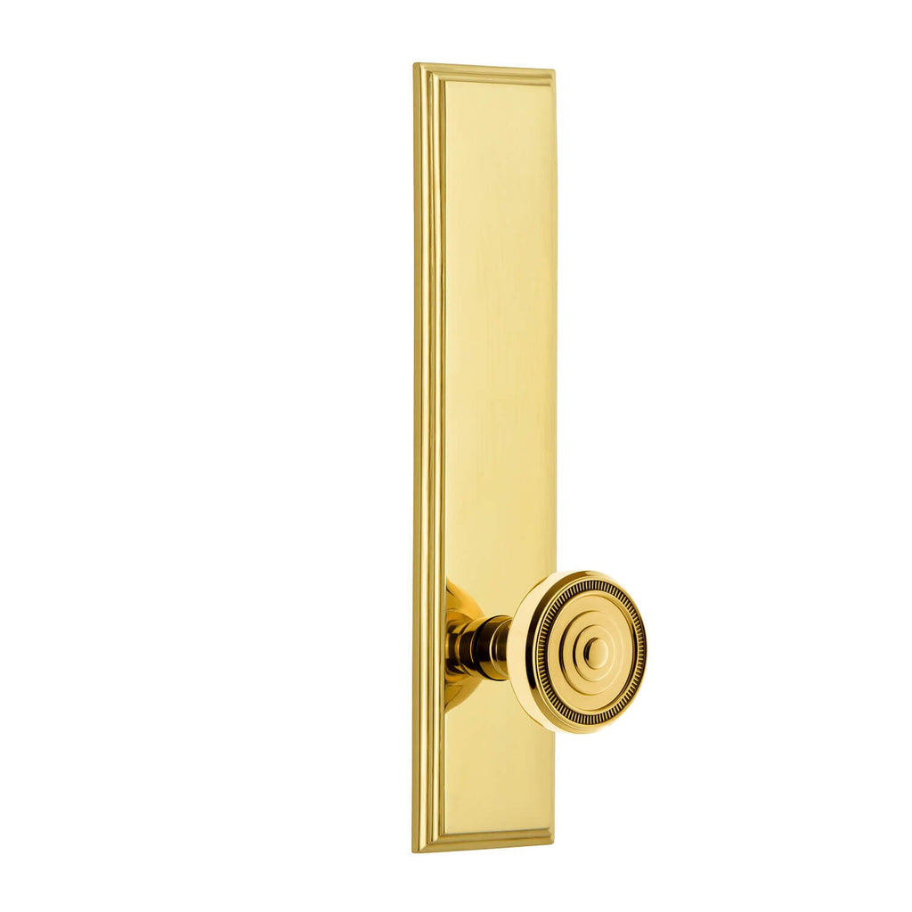 Carré Tall Plate with Soleil Knob in Polished Brass