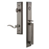 Fifth Avenue One-Piece Handleset with D Grip and Bellagio Lever in Antique Pewter