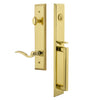 Fifth Avenue One-Piece Handleset with D Grip and Bellagio Lever in Lifetime Brass