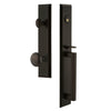 Fifth Avenue One-Piece Handleset with D Grip and Fifth Avenue Knob in Timeless Bronze