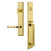 Fifth Avenue One-Piece Handleset with D Grip and Georgetown Lever in Lifetime Brass