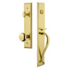 Fifth Avenue One-Piece Handleset with S Grip and Fifth Avenue Knob in Lifetime Brass