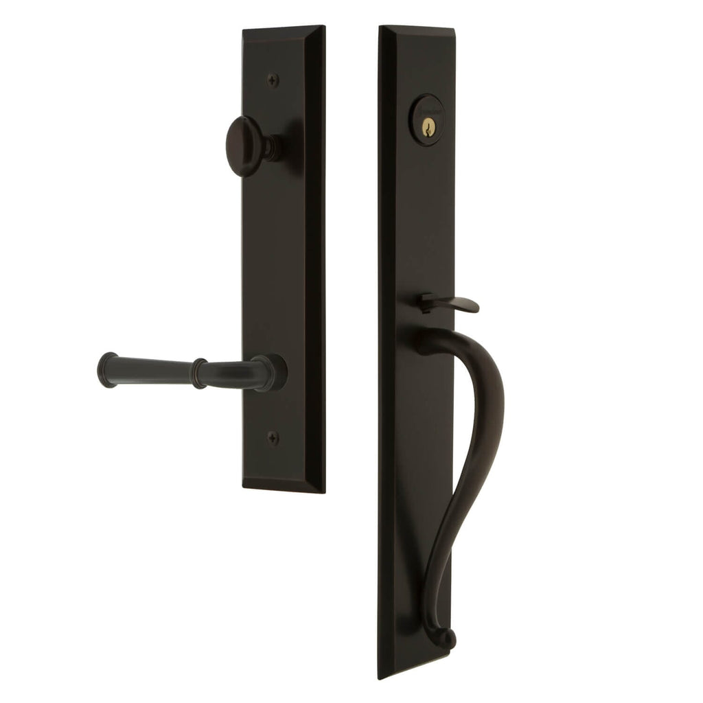 Fifth Avenue One-Piece Handleset with S Grip and Georgetown Lever in Timeless Bronze