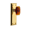 Fifth Avenue Long Plate with Baguette Amber Crystal Knob in Polished Brass
