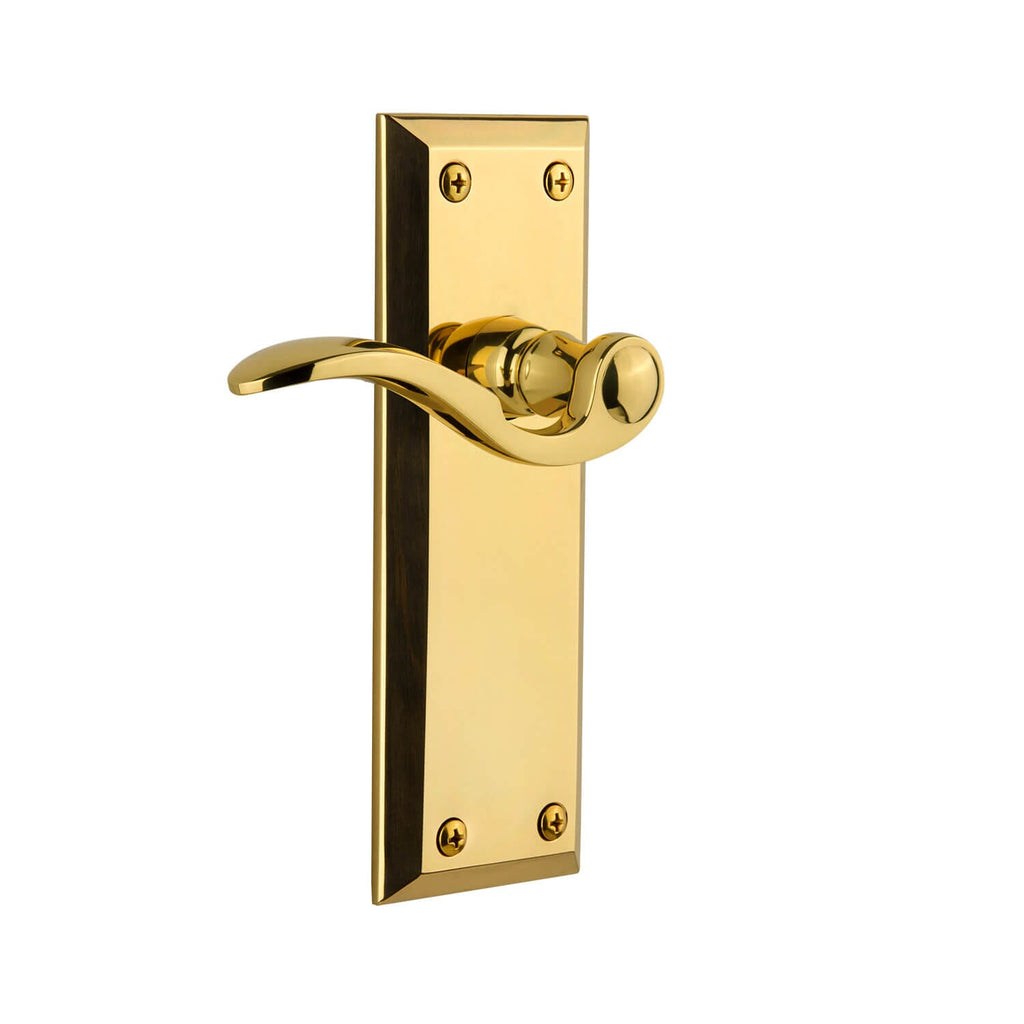 Fifth Avenue Long Plate with Bellagio Lever in Polished Brass