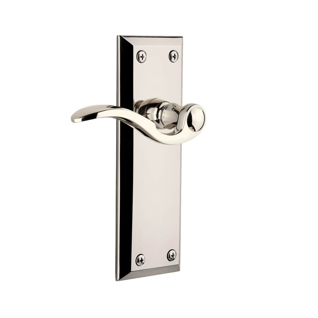 Fifth Avenue Long Plate with Bellagio Lever in Polished Nickel
