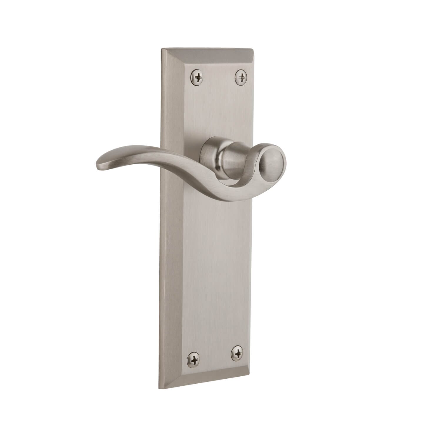 Fifth Avenue Tall Plate Entry Set with Bellagio Lever in Lifetime Bras -  Grandeur Hardware