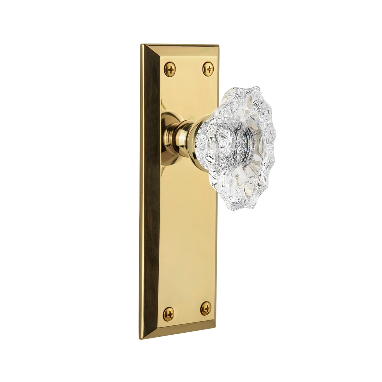 Fifth Avenue Long Plate with Biarritz Crystal Knob in Polished
