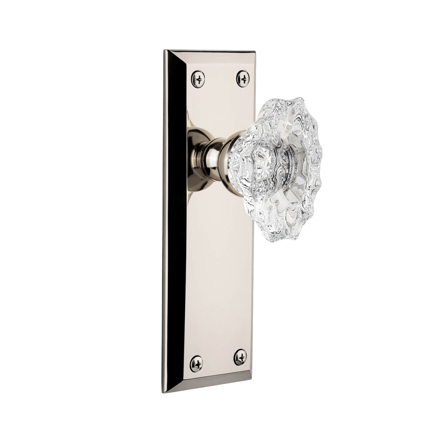 Fifth Avenue Long Plate with Biarritz Crystal Knob in Polished