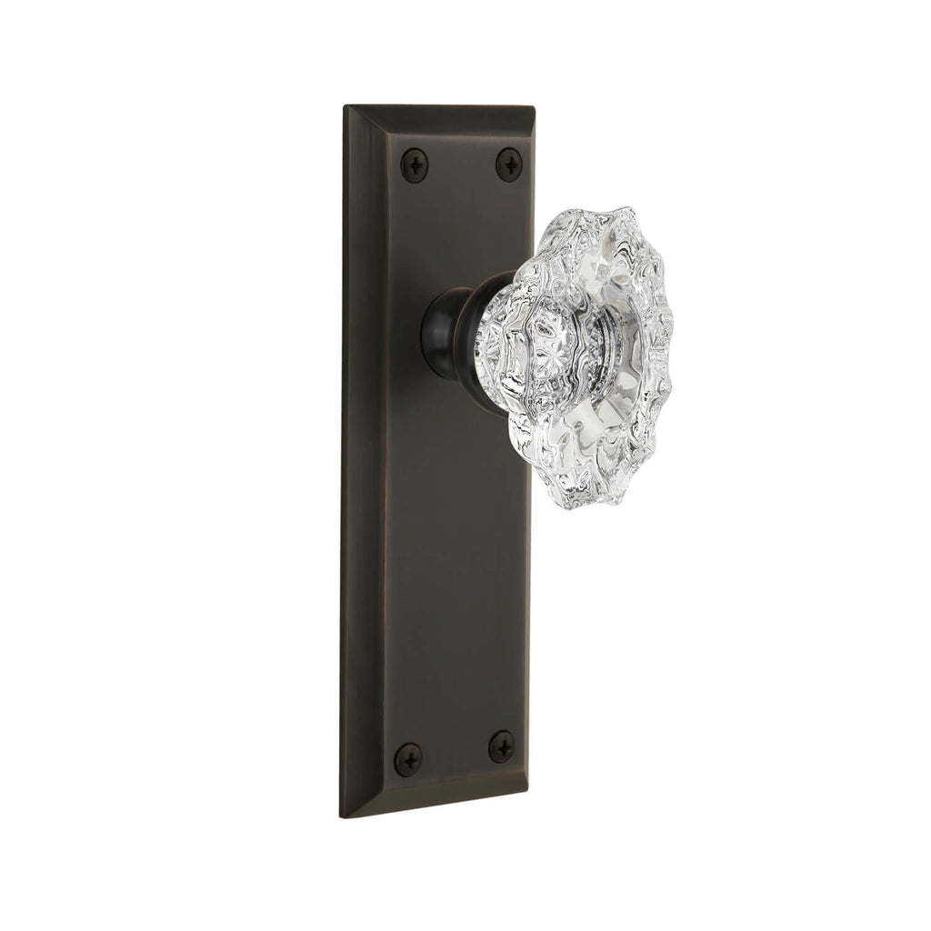 Fifth Avenue Long Plate with Biarritz Crystal Knob in Timeless Bronze