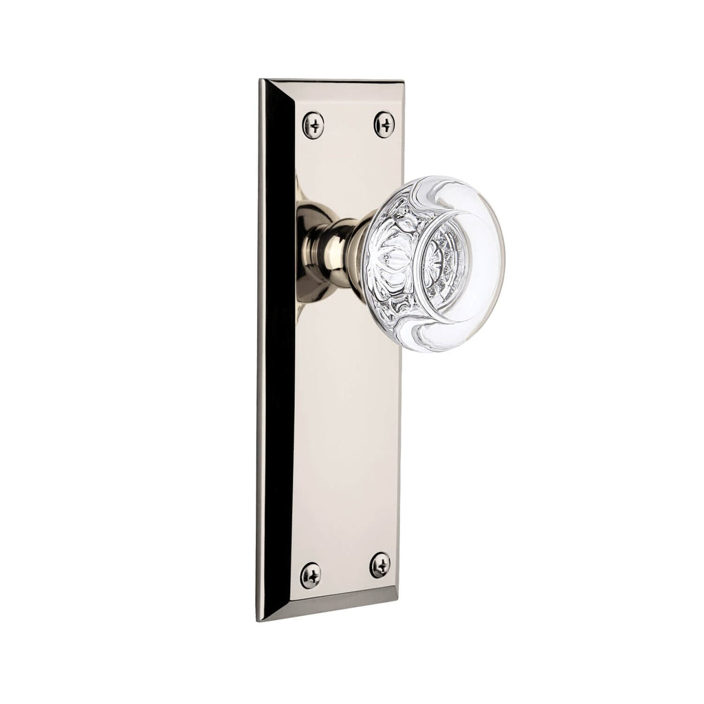 Fifth Avenue Long Plate with Bordeaux Crystal Knob in Polished Nickel