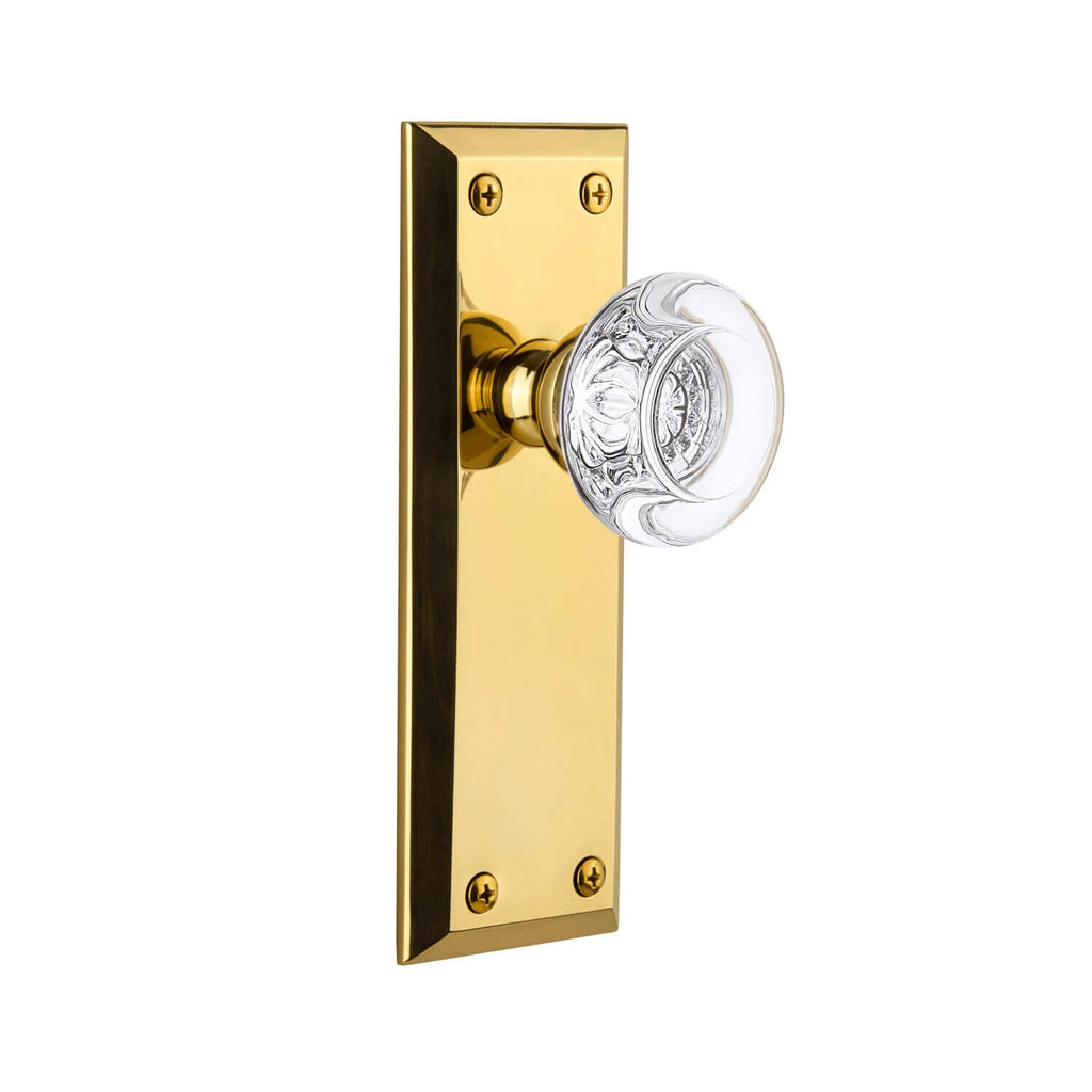 Fifth Avenue Long Plate with Bordeaux Crystal Knob in Lifetime Brass