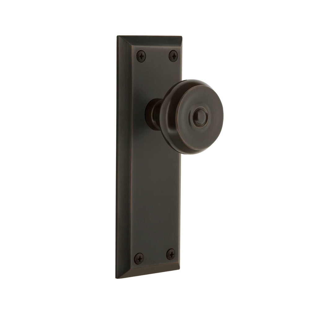 Fifth Avenue Long Plate with Bouton Knob in Timeless Bronze
