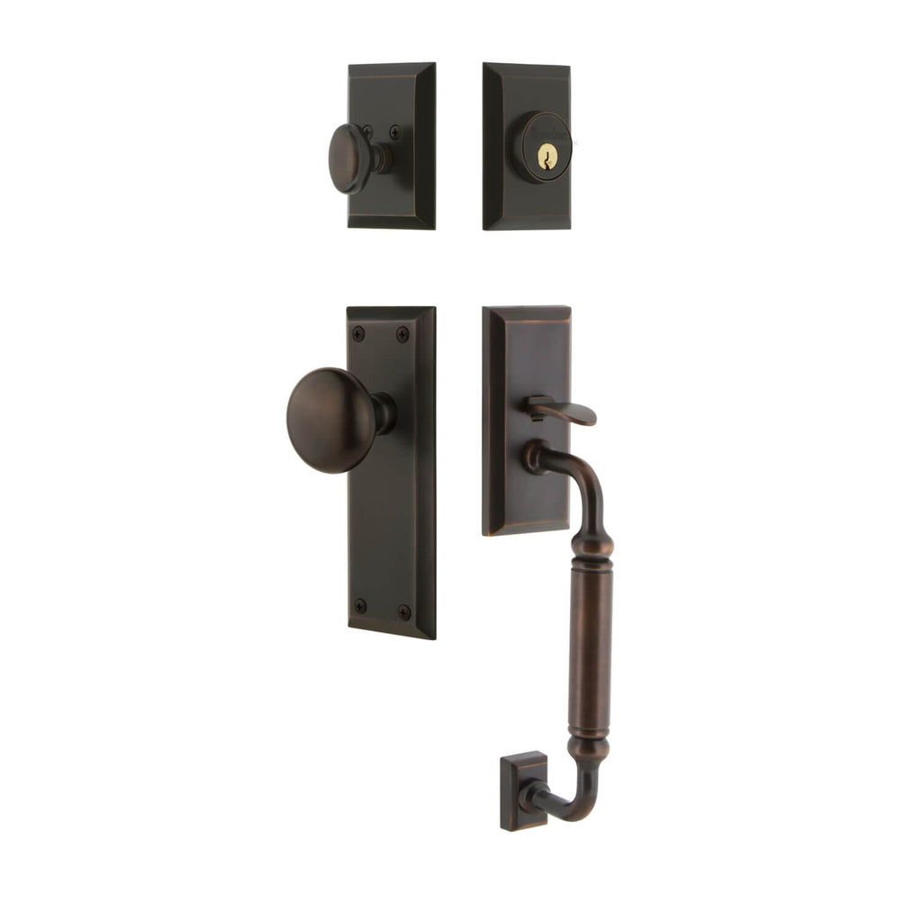 Fifth Avenue Plate C Grip Entry Set Fifth Avenue Knob in Timeless Bronze