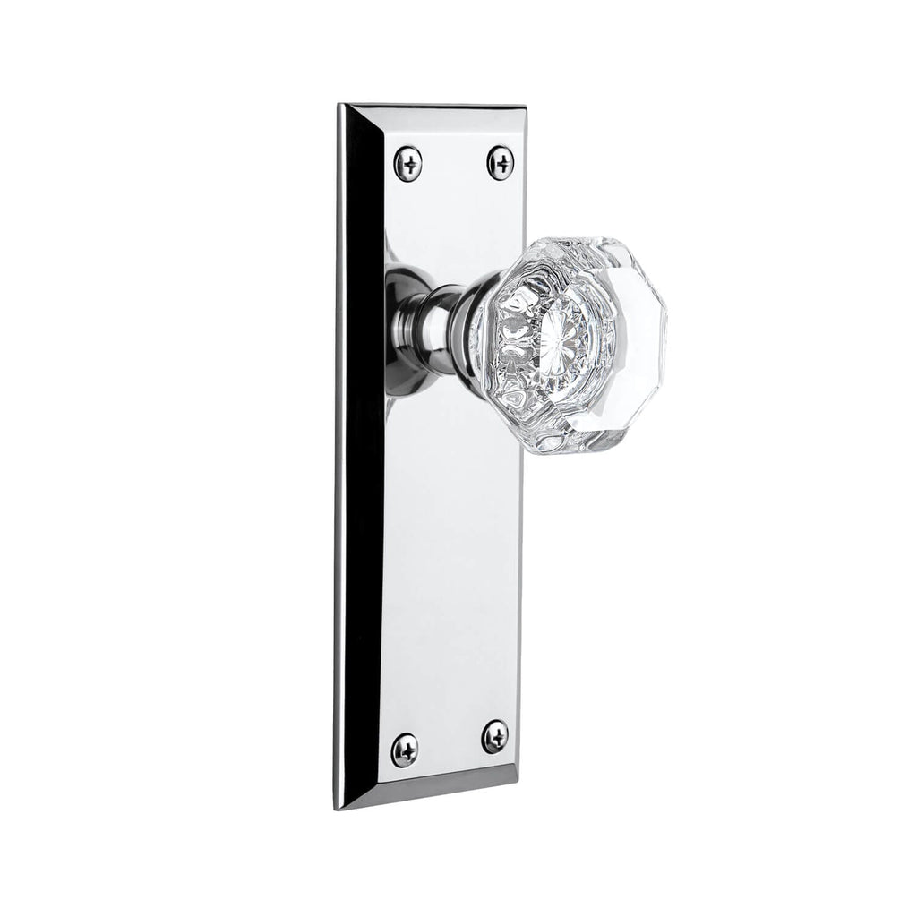 Fifth Avenue Long Plate with Chambord Crystal Knob in Bright Chrome
