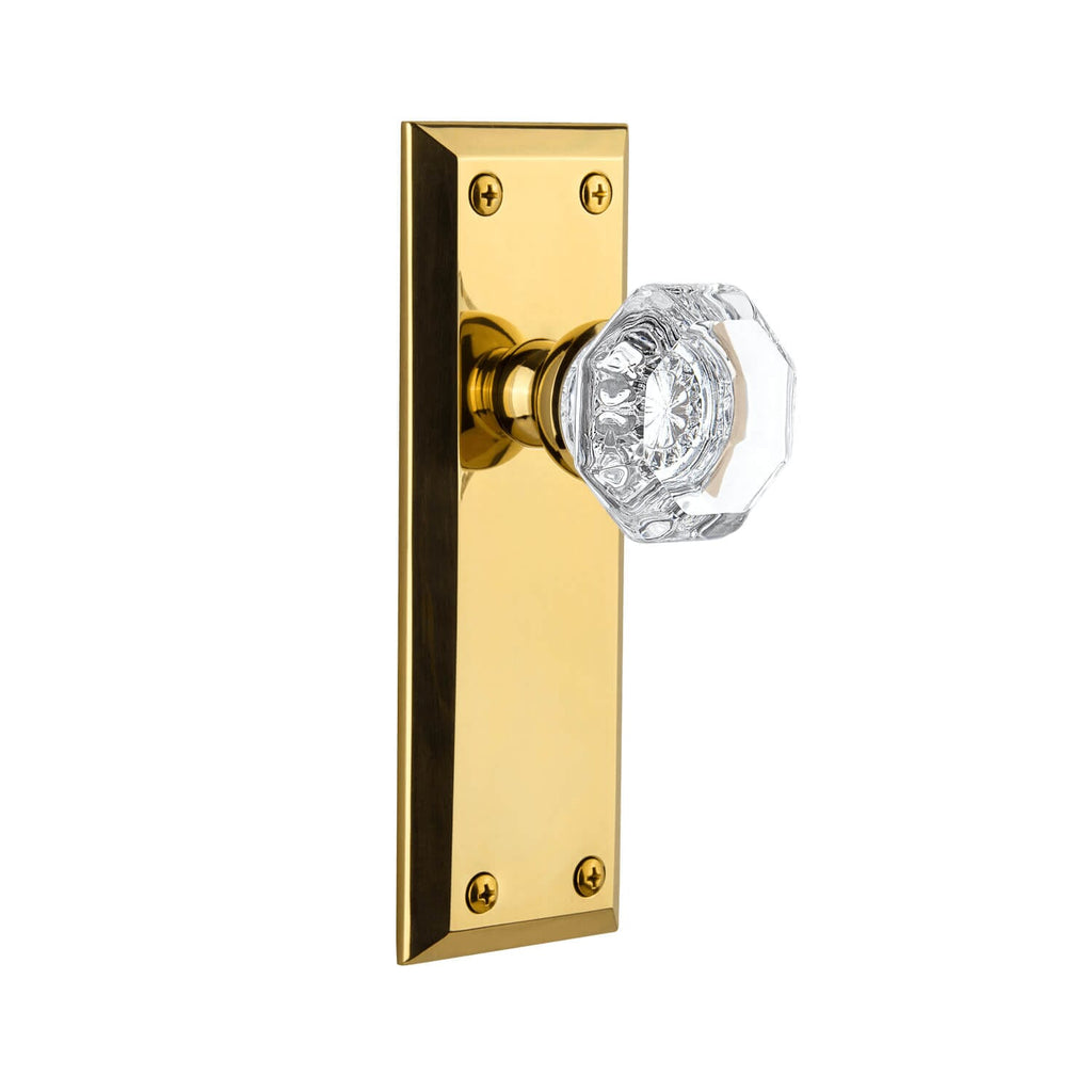 Fifth Avenue Long Plate with Chambord Crystal Knob in Polished Brass