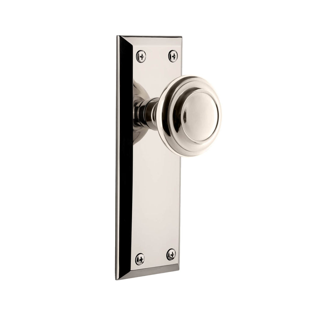 Fifth Avenue Long Plate with Circulaire Knob in Polished Nickel