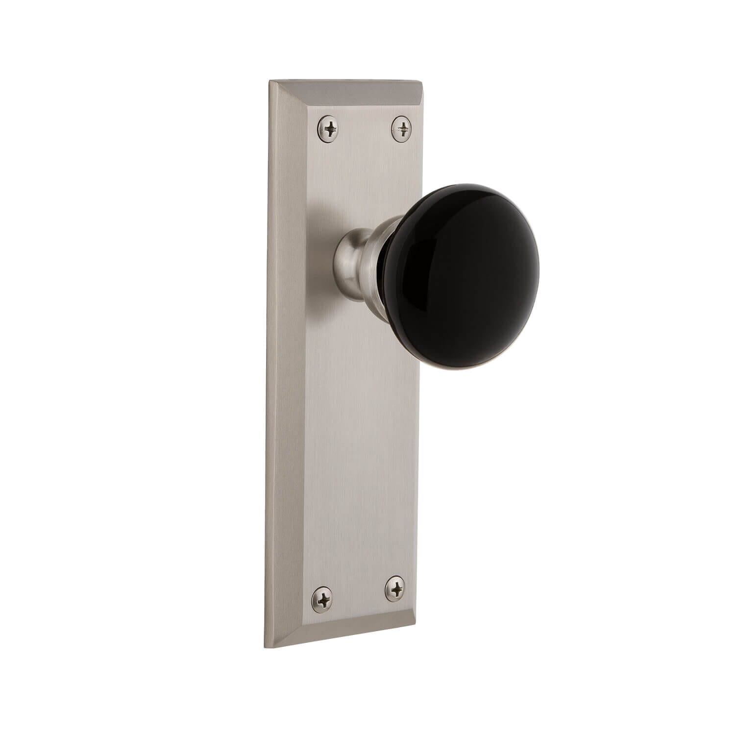 Fifth Avenue Long Plate with Coventry Knob in Polished Nickel
