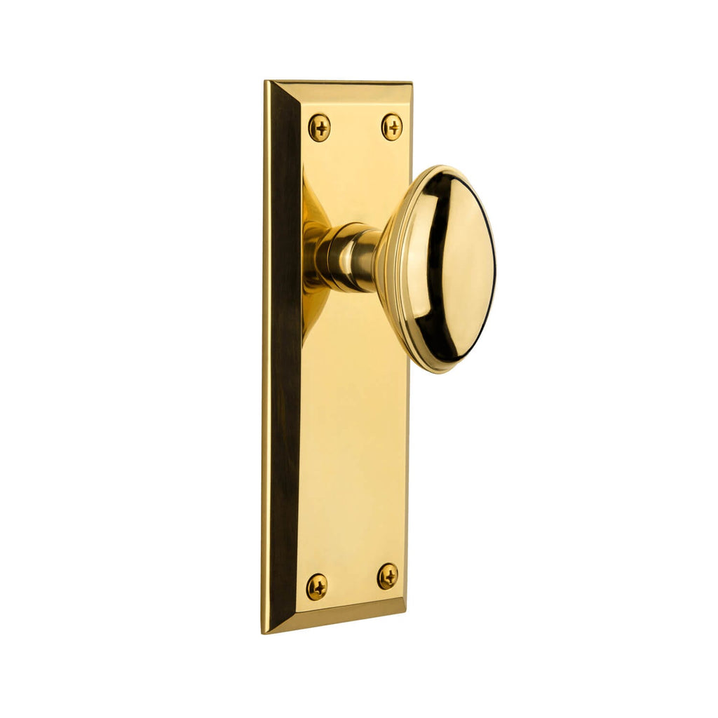 Fifth Avenue Long Plate with Eden Prairie Knob in Polished Brass