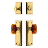 Fifth Avenue Long Plate Entry Set with Baguette Amber Crystal Knob in Lifetime Brass
