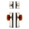 Fifth Avenue Long Plate Entry Set with Baguette Amber Crystal Knob in Polished Nickel