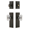 Fifth Avenue Long Plate Entry Set with Baguette Clear Crystal Knob in Timeless Bronze