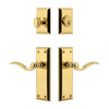 Fifth Avenue Long Plate Entry Set with Bellagio Lever in Lifetime Brass