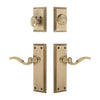 Fifth Avenue Long Plate Entry Set with Bellagio Lever in Vintage Brass