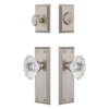 Fifth Avenue Long Plate Entry Set with Biarritz Crystal Knob in Satin Nickel