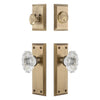 Fifth Avenue Long Plate Entry Set with Biarritz Crystal Knob in Vintage Brass