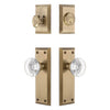Fifth Avenue Long Plate Entry Set with Bordeaux Crystal Knob in Vintage Brass