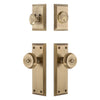 Fifth Avenue Long Plate Entry Set with Bouton Knob in Vintage Brass