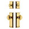 Fifth Avenue Long Plate Entry Set with Circulaire Knob in Lifetime Brass