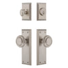 Fifth Avenue Long Plate Entry Set with Circulaire Knob in Satin Nickel