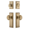 Fifth Avenue Long Plate Entry Set with Circulaire Knob in Vintage Brass