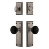 Fifth Avenue Long Plate Entry Set with Coventry Knob in Antique Pewter