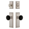 Fifth Avenue Long Plate Entry Set with Coventry Knob in Satin Nickel