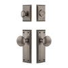 Fifth Avenue Long Plate Entry Set with Fifth Avenue Knob in Antique Pewter