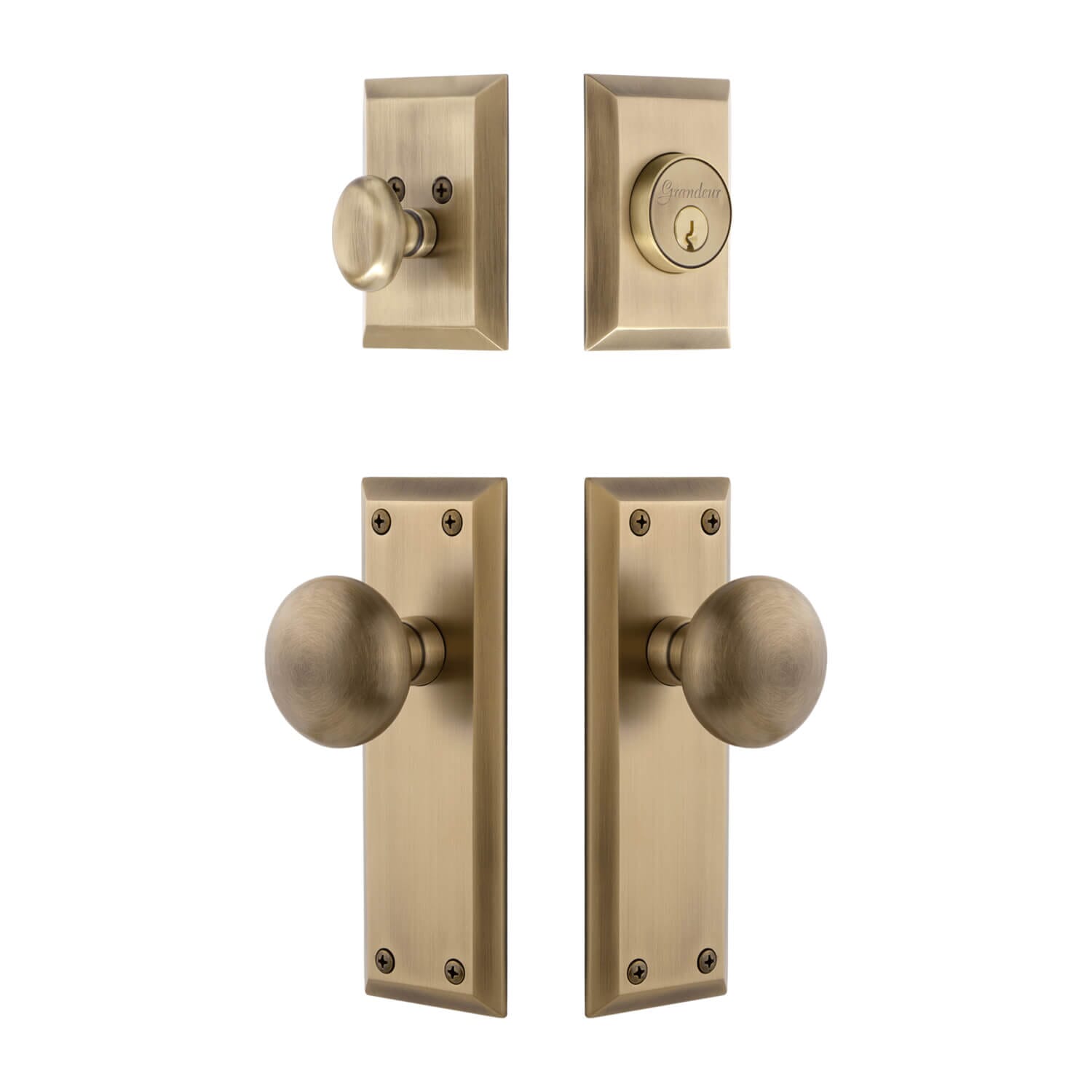 Fifth Avenue Long Plate Entry Set with Fifth Avenue Knob in