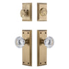 Fifth Avenue Long Plate Entry Set with Fontainebleau Crystal Knob in Vintage Brass