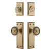 Fifth Avenue Long Plate Entry Set with Soleil Knob in Vintage Brass