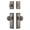 Fifth Avenue Long Plate Entry Set with Windsor Knob in Antique Pewter