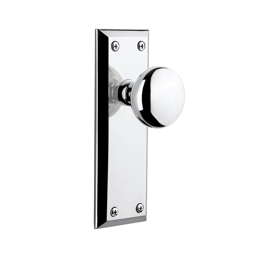Fifth Avenue Long Plate with Fifth Avenue Knob in Bright Chrome